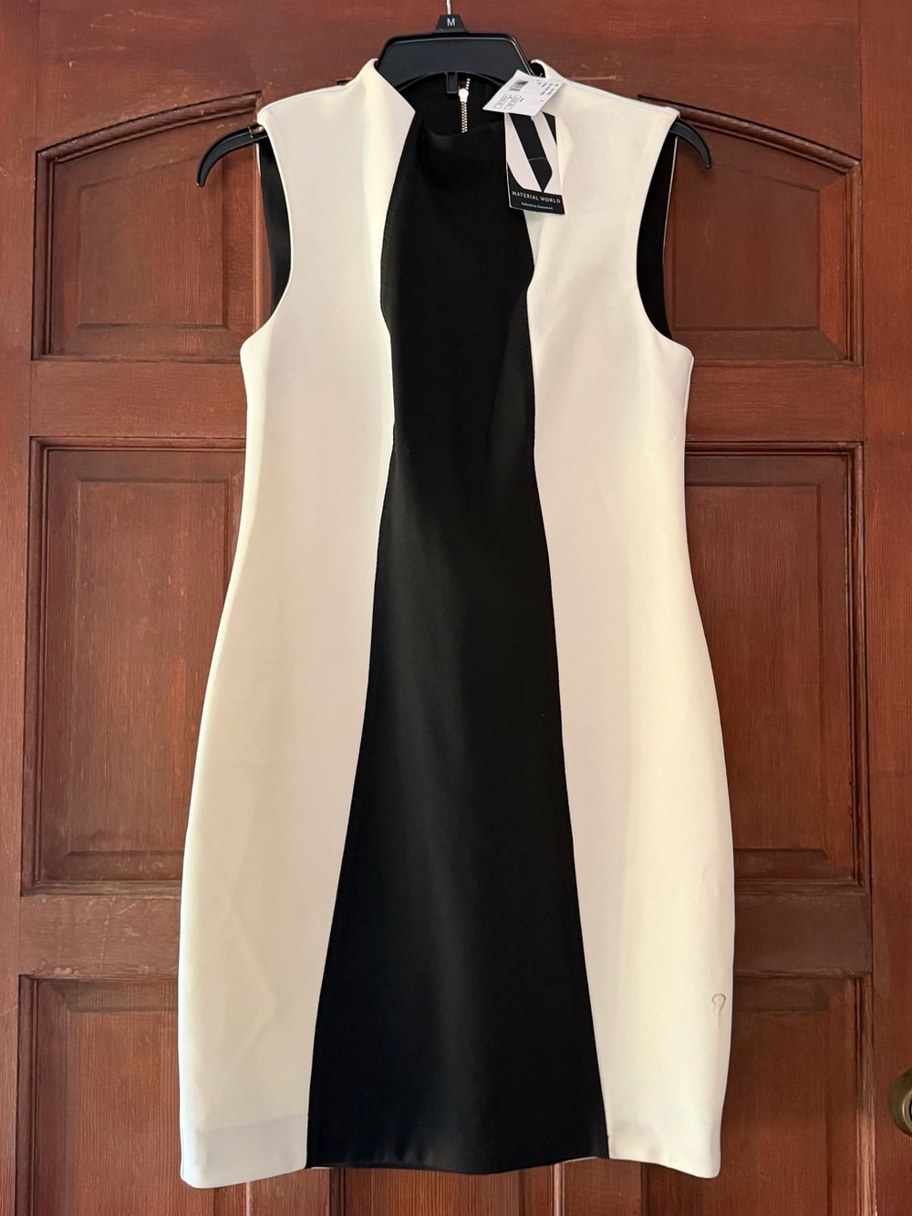 NICHOLAS Black & White Sleeveless Colorblock Sheath Dress